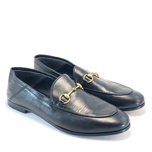 GUCCI Black Horsebit Brixton Leather Loafers Flats Size EU:38.5